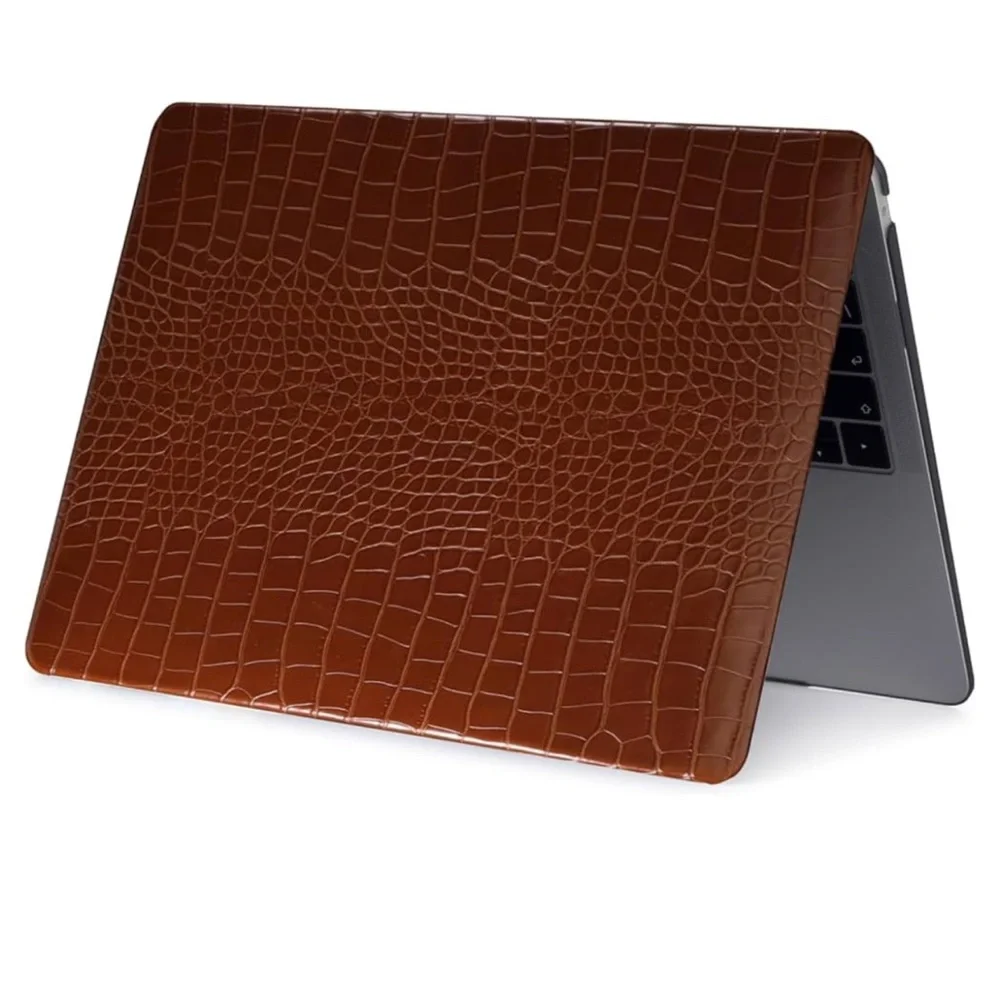 Brown Leather Hardshell Crocodile Print Cover for Tablet